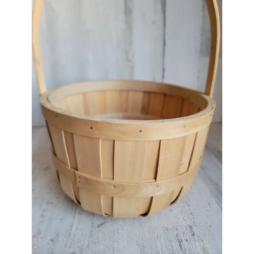 Vintage style‎ bushel basket picnic round home decor storage tan